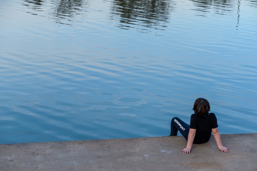 child and river